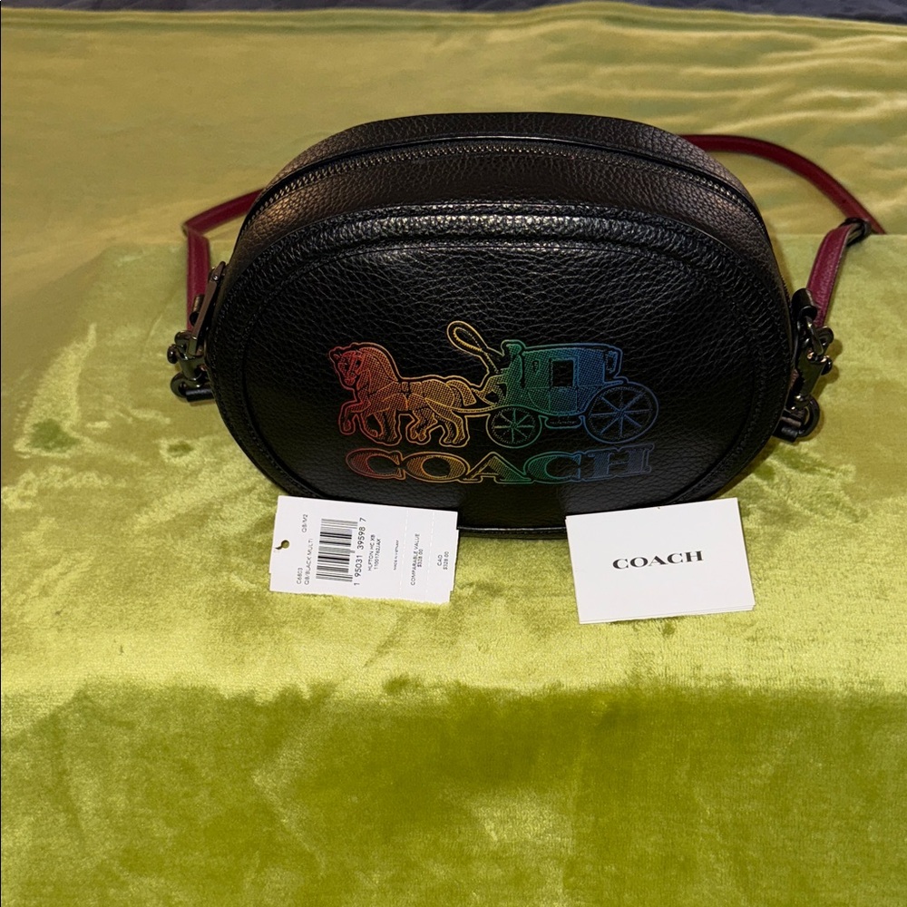 Coach Black Crossbody Bag with Multicolor Logo